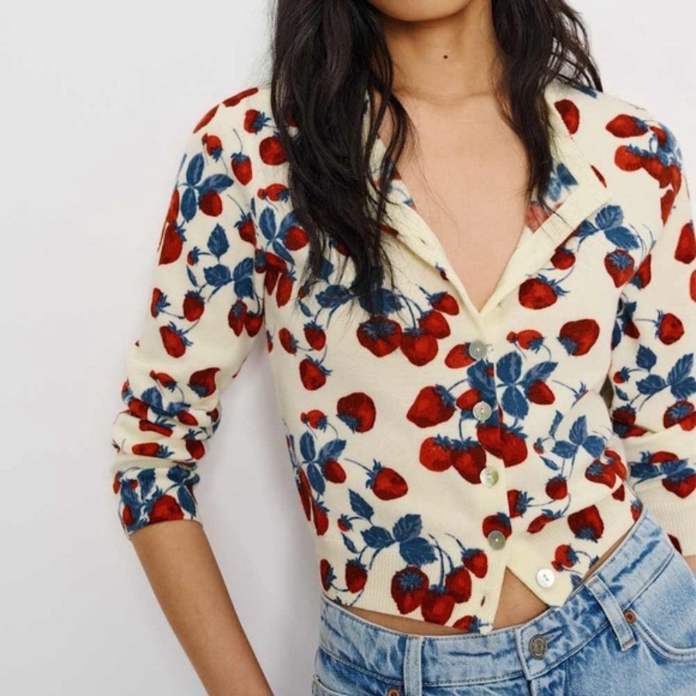 NWT! Reformation Bernadette Cardigan Strawberry Jam XS